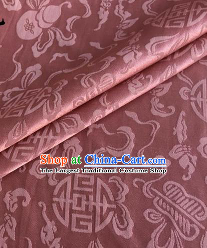 Asian Chinese Classical Ribbon Calabash Pattern Design Deep Pink Silk Fabric Traditional Cheongsam Material