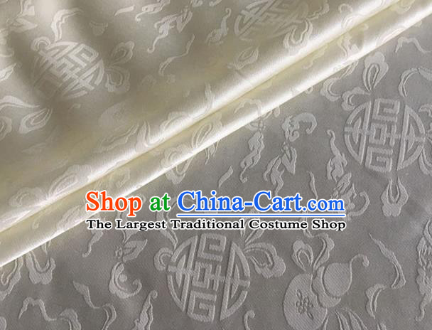 Asian Chinese Classical Ribbon Calabash Pattern Design Beige Silk Fabric Traditional Cheongsam Material