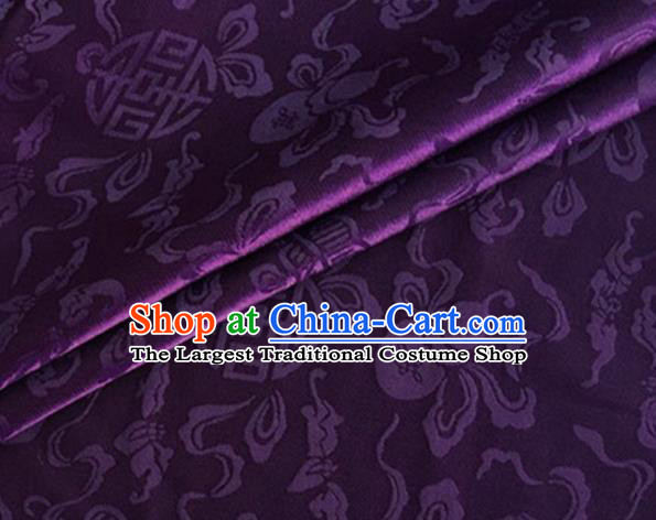 Asian Chinese Classical Ribbon Calabash Pattern Design Purple Silk Fabric Traditional Cheongsam Material