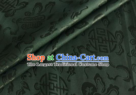 Asian Chinese Classical Ribbon Calabash Pattern Design Atrovirens Silk Fabric Traditional Cheongsam Material