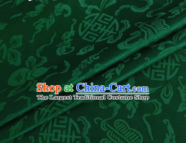 Asian Chinese Classical Ribbon Calabash Pattern Design Deep Green Silk Fabric Traditional Cheongsam Material