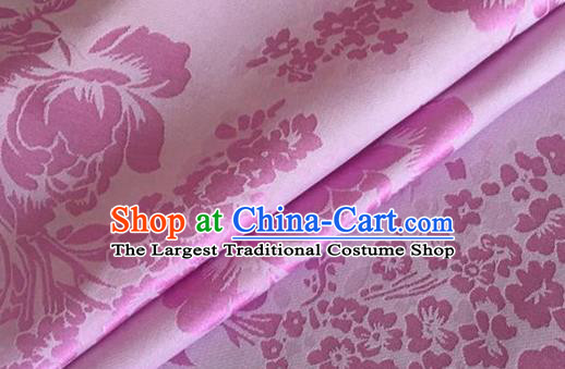 Asian Chinese Classical Peony Pattern Design Rosy Silk Fabric Traditional Cheongsam Brocade Material