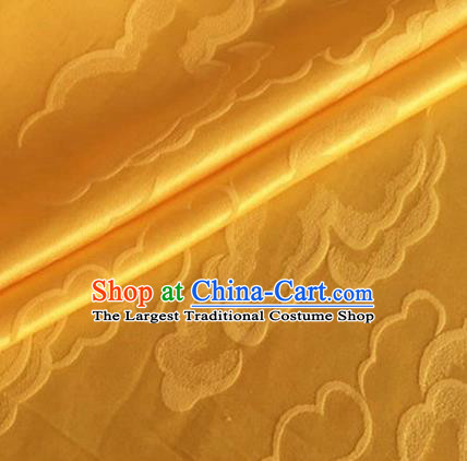 Asian Chinese Classical Cloud Pattern Design Yellow Silk Fabric Traditional Cheongsam Brocade Material