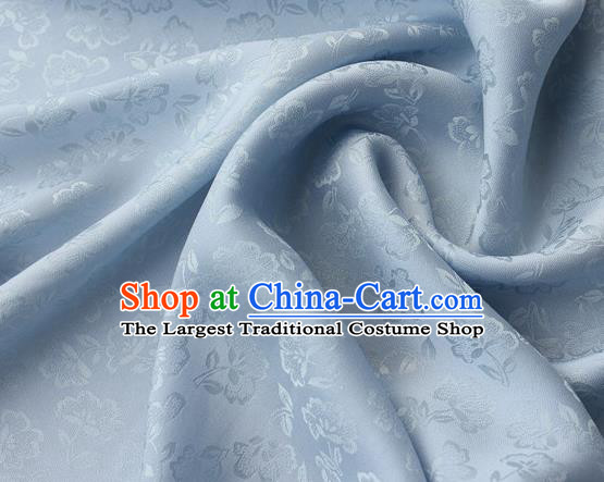 Asian Chinese Classical Flowers Pattern Design Light Blue Silk Fabric Traditional Cheongsam Brocade Material