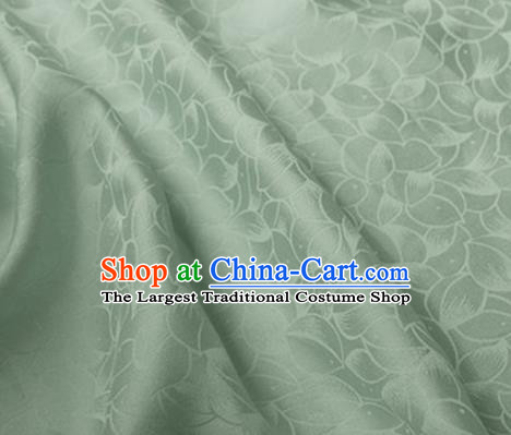 Asian Chinese Classical Lotus Petals Pattern Design Light Green Silk Fabric Traditional Cheongsam Brocade Material