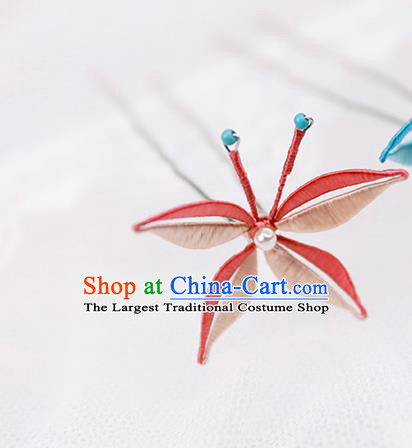 Chinese Traditional Red Butterfly Hairpin Handmade Hanfu Hair Accessories for Women