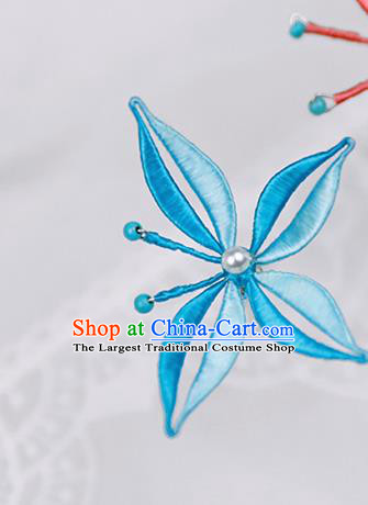 Chinese Traditional Blue Butterfly Hairpin Handmade Hanfu Hair Accessories for Women