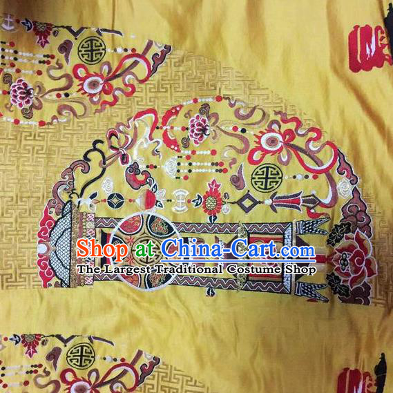 Asian Chinese Classical Auspicious Peony Pattern Design Golden Silk Fabric Traditional Nanjing Brocade Material