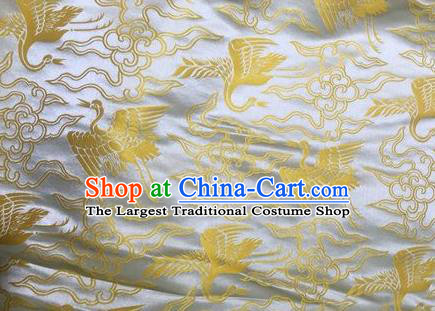 Asian Chinese Classical Cloud Yellow Cranes Pattern Design Silk Fabric Traditional Nanjing Brocade Material