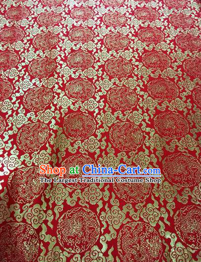 Asian Chinese Classical Cloud Dragon Pattern Design Red Silk Fabric Traditional Nanjing Brocade Material