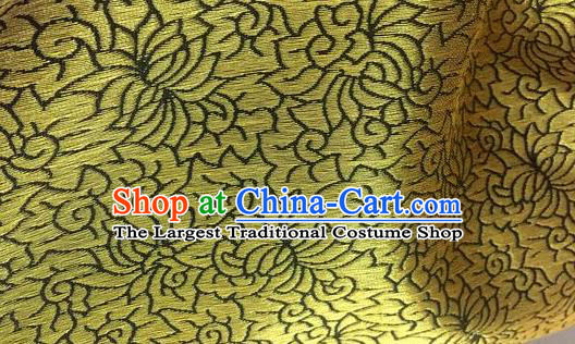 Asian Chinese Classical Lotus Pattern Design Yellow Silk Fabric Traditional Nanjing Brocade Material