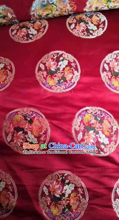 Asian Chinese Classical Phoenix Pattern Design Wine Red Silk Fabric Traditional Nanjing Brocade Material