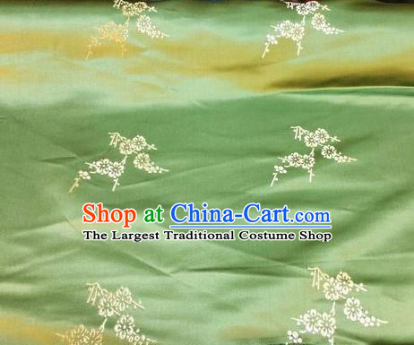 Asian Chinese Classical Plum Pattern Design Green Silk Fabric Traditional Nanjing Brocade Material