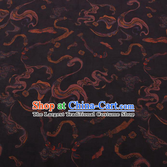 Chinese Cheongsam Classical Pattern Design Black Watered Gauze Fabric Asian Traditional Silk Material