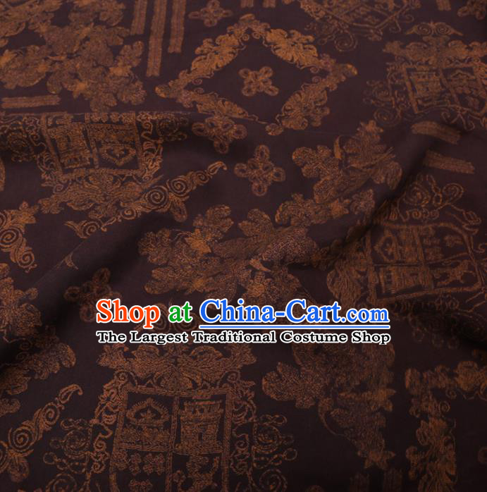 Chinese Cheongsam Classical Pattern Design Deep Purple Watered Gauze Fabric Asian Traditional Silk Material