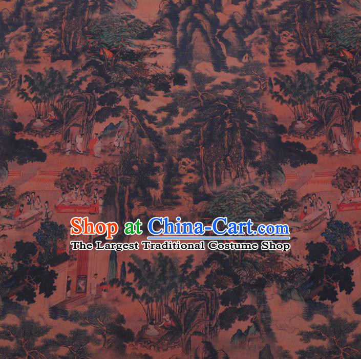 Chinese Cheongsam Classical Pattern Design Ginger Watered Gauze Fabric Asian Traditional Silk Material