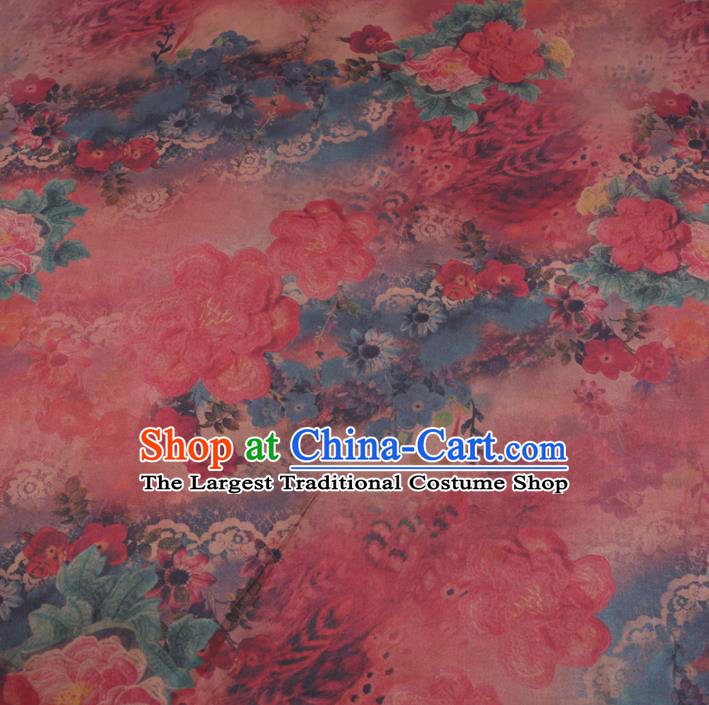 Chinese Cheongsam Classical Pattern Design Purplish Red Watered Gauze Fabric Asian Traditional Silk Material