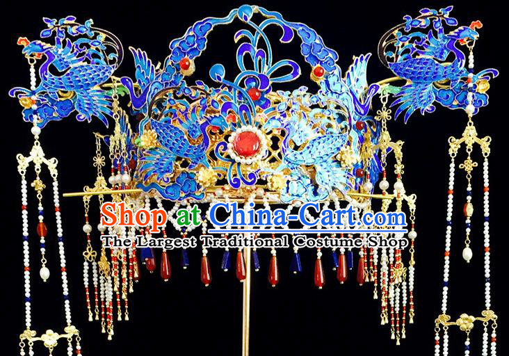 Chinese Traditional Ming Dynasty Queen Hair Crown Hairpins Ancient Handmade Hanfu Tassel Hair Accessories for Women