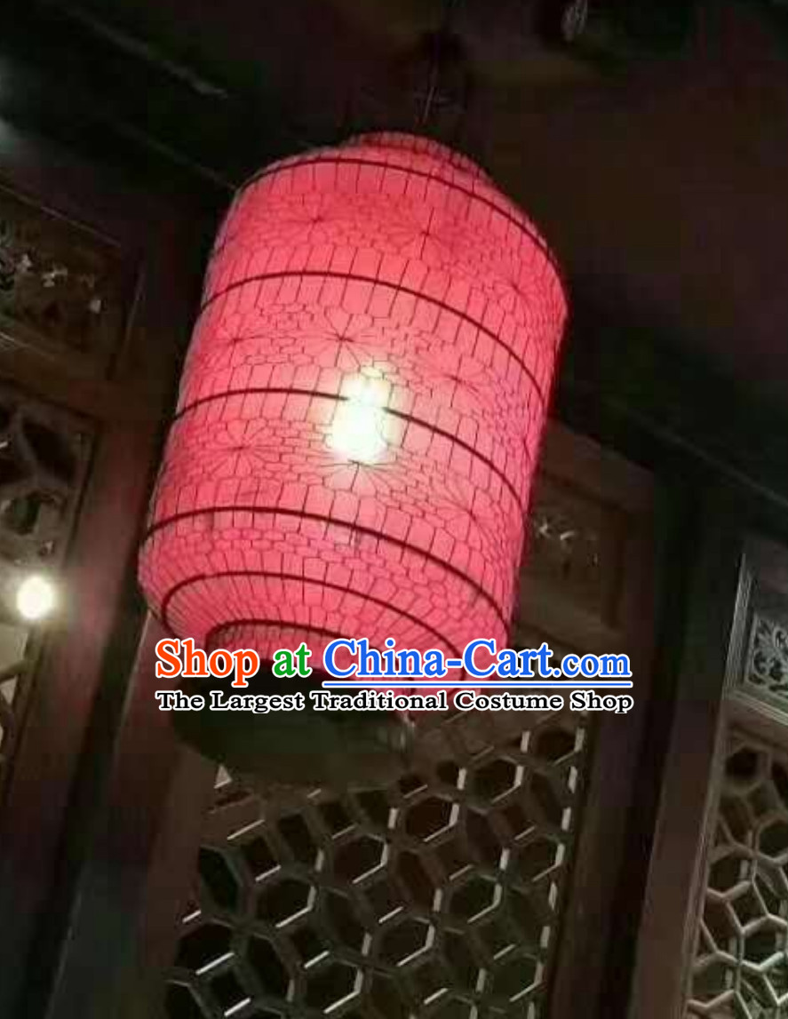 Free Worldwide Delivery Tube Shape Traditional Pink Chinese Classical Handmade Iron Mesh Lantern Palace Lanterns