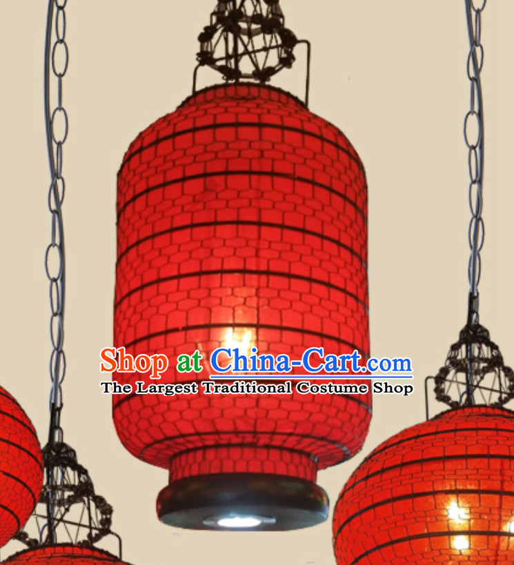 Free Worldwide Delivery Tube Shape Traditional Red Chinese Classical Handmade Iron Mesh Lantern Palace Lanterns