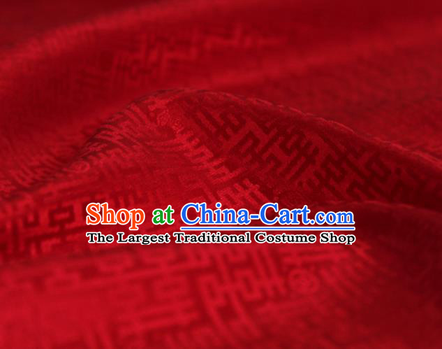 Chinese Classical Happiness Character Pattern Design Red Mulberry Silk Fabric Asian Traditional Cheongsam Silk Material