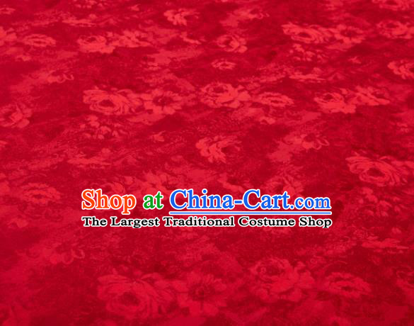 Chinese Classical Peony Pattern Design Red Mulberry Silk Fabric Asian Traditional Cheongsam Silk Material