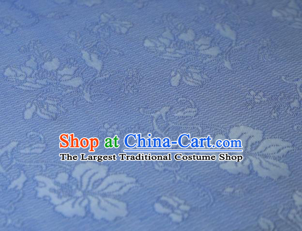 Chinese Classical Flowers Pattern Design Light Blue Mulberry Silk Fabric Asian Traditional Cheongsam Silk Material