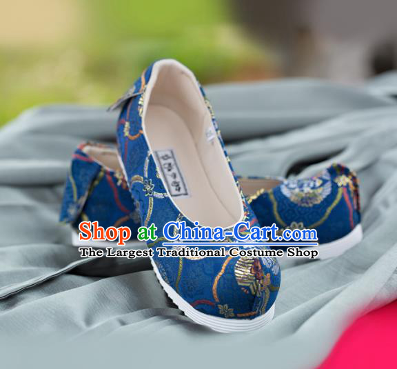 Chinese Traditional Navy Brocade Shoes Opera Shoes Hanfu Shoes Wedding Shoes for Women