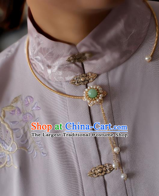 Chinese Traditional Ming Dynasty Precious Stones Pearls Necklace Handmade Ancient Princess Necklet Accessories for Women