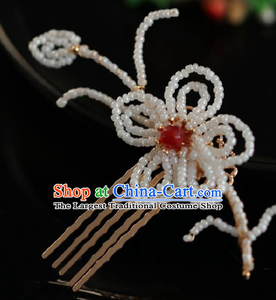 Chinese Handmade Ming Dynasty Princess Beads Hair Comb Hairpins Ancient Hanfu Hair Accessories for Women