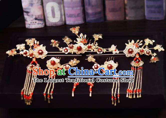 Chinese Traditional Wedding Hair Accessories Tassel Hairpins Handmade Bride Hair Combs for Women