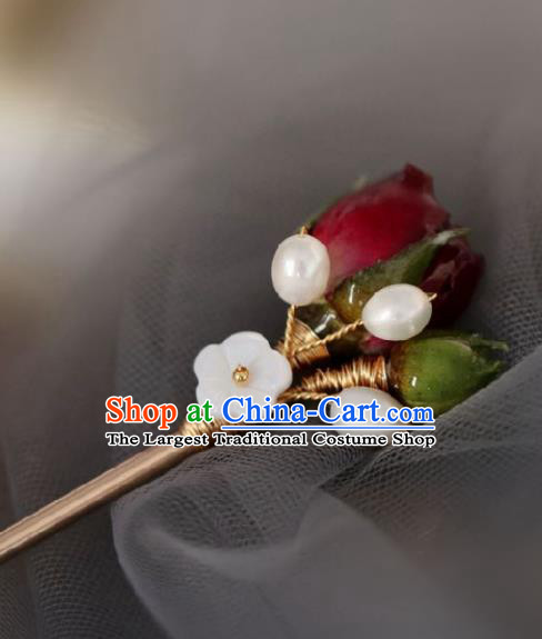 Chinese Handmade Ming Dynasty Princess Pearls Hairpins Ancient Hanfu Hair Accessories for Women