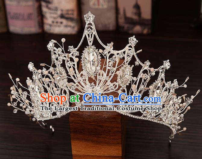 Top Handmade Princess Crystal Royal Crown Wedding Bride Hair Accessories for Women