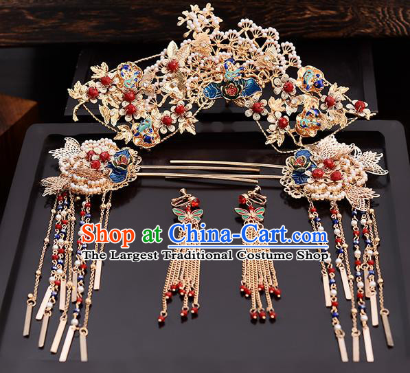 Chinese Traditional Wedding Pine Hair Comb Hairpins Handmade Bride Hair Accessories for Women