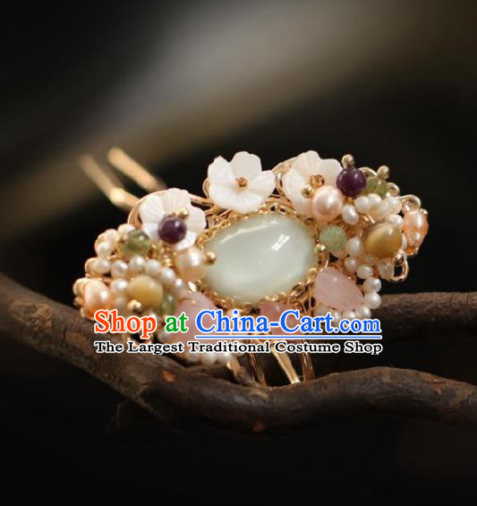 Chinese Handmade Princess Pearls Hair Clip Hairpins Ancient Hanfu Hair Accessories for Women