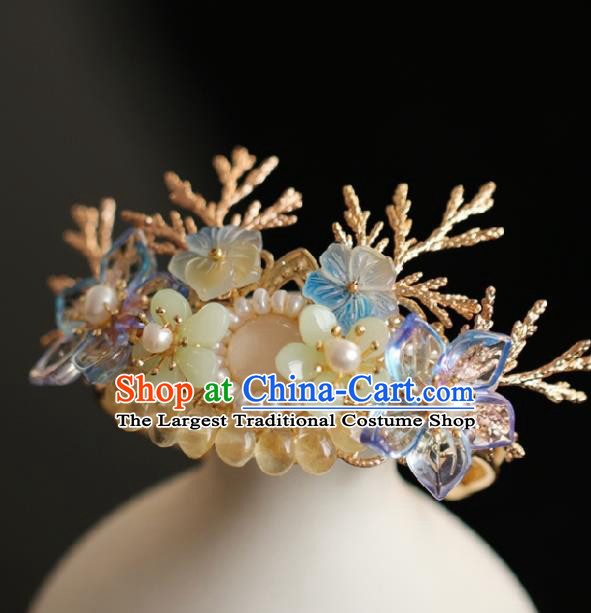 Chinese Handmade Princess Rose Chalcedony Hairpins Ancient Hanfu Hair Accessories for Women