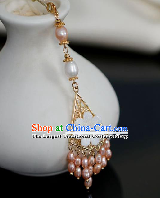 Chinese Traditional Ming Dynasty Pink Pearls Pendant Handmade Ancient Princess Jewelry Accessories for Women