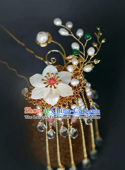 Chinese Handmade Ming Dynasty Princess Golden Tassel Hairpins Ancient Hanfu Hair Accessories for Women