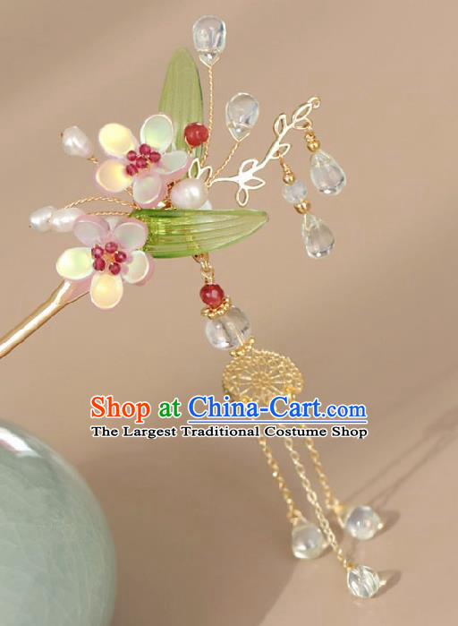 Chinese Handmade Tang Dynasty Princess Pink Plum Blossom Hairpins Ancient Hanfu Hair Accessories for Women