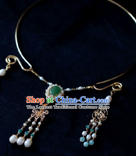 Chinese Traditional Ming Dynasty Precious Stones Necklace Handmade Ancient Princess Jewelry Accessories for Women