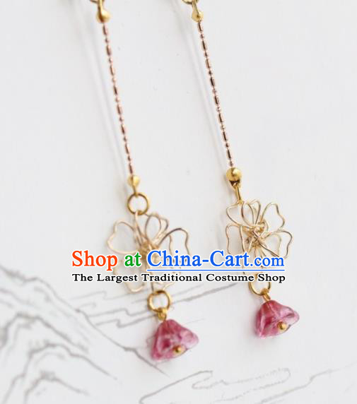 Chinese Traditional Hanfu Golden Earrings Handmade Ancient Princess Ear Accessories for Women