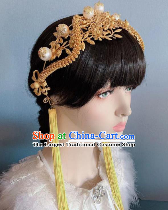 Chinese Handmade Classical Golden Hair Clasp Ancient Hanfu Hair Accessories for Women