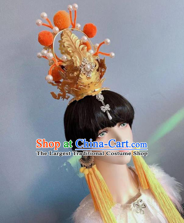 Chinese Handmade Classical Golden Crown Ancient Empress Hanfu Hair Accessories for Women