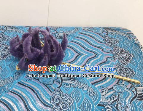 Chinese Traditional Hanfu Qing Dynasty Court Purple Velvet Chrysanthemum Hairpins Handmade Ancient Royal Princess Hair Accessories for Women