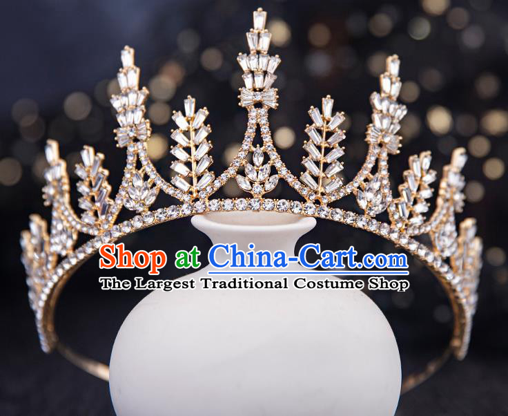 Top Handmade Wedding Bride Crystal Beads Royal Crown Baroque Princess Hair Accessories for Women