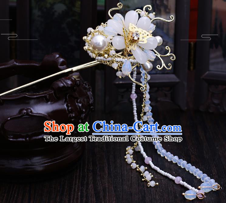 Chinese Traditional Wedding Hanfu Tassel Hairpins Handmade Ancient Bride Hair Accessories for Women