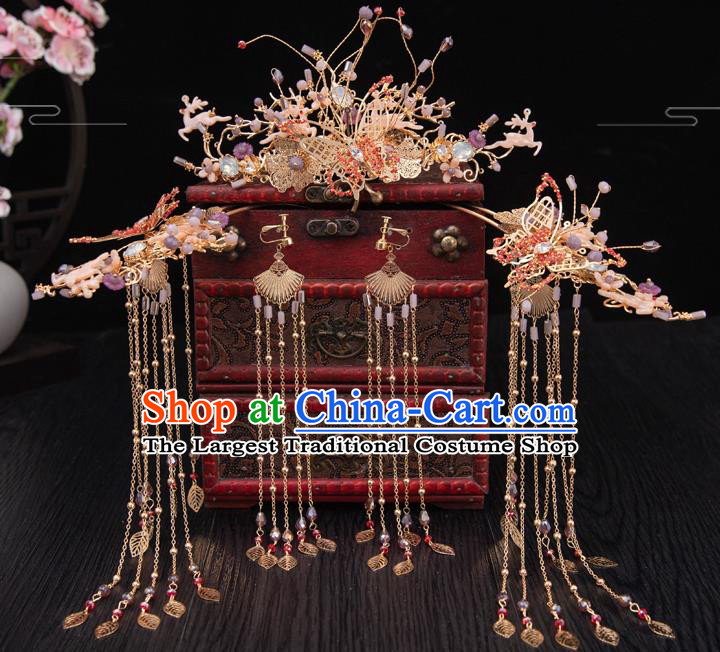 Traditional Chinese Handmade Butterfly Hair Comb Hairpins Ancient Bride Hair Accessories for Women