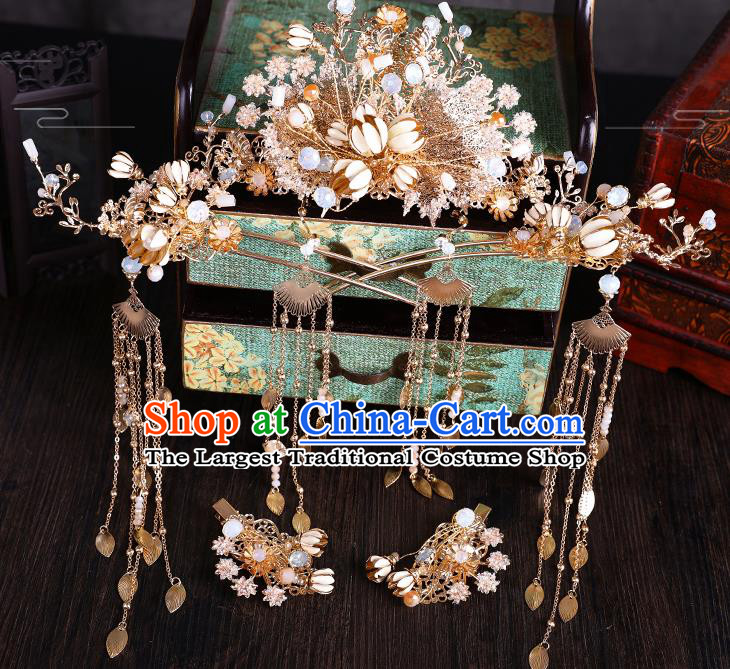 Traditional Chinese Handmade Hair Comb Chaplet Hairpins Ancient Bride Hair Accessories for Women
