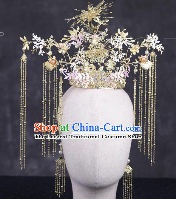 Traditional Chinese Handmade Chaplet Hair Crown Hairpins Ancient Bride Hair Accessories for Women