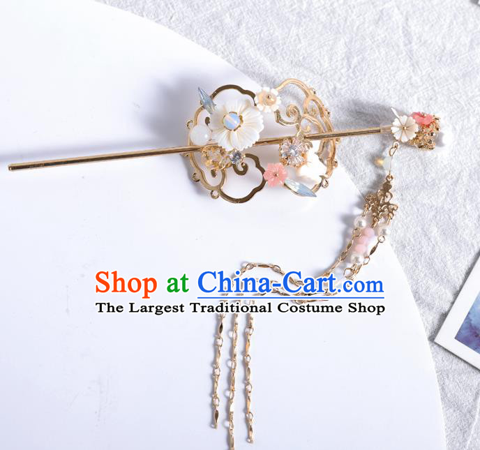 Traditional Handmade Chinese Wedding Shell Flower Hair Crown Hairpins Ancient Bride Hair Accessories for Women